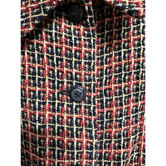 Women’s Fall Alfred  Dunner Brussels Jacket. Red Black Tan Size 8 Button Closure - Picture 7 of 8